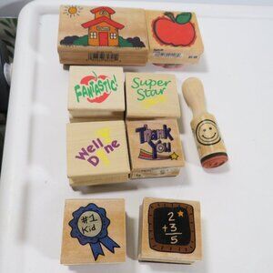 Teacher Rubber Stamps Wood Mounted Set #2